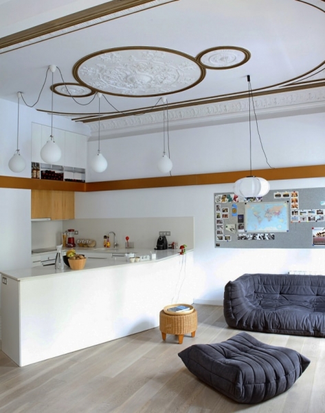 Оригинальный дизайн кухни-гостиной площадью 20 квадратных метров			
